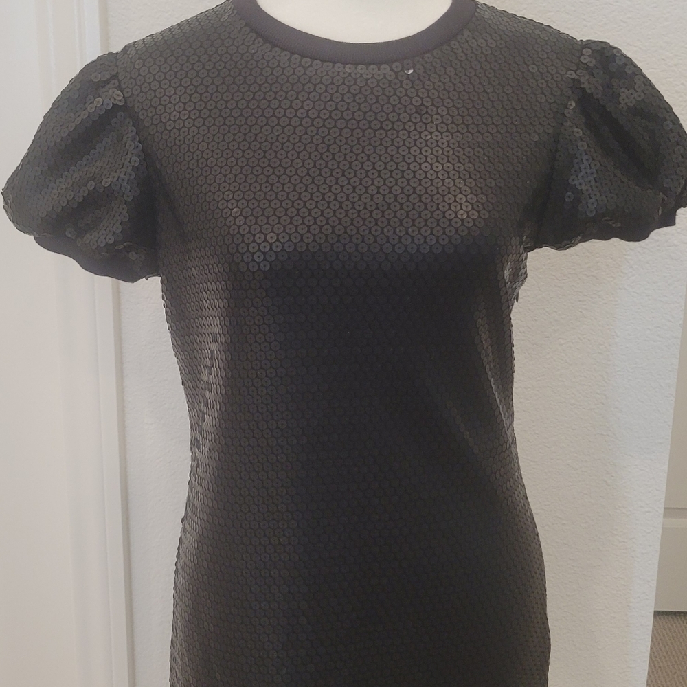 Black sequin matte Shift dress